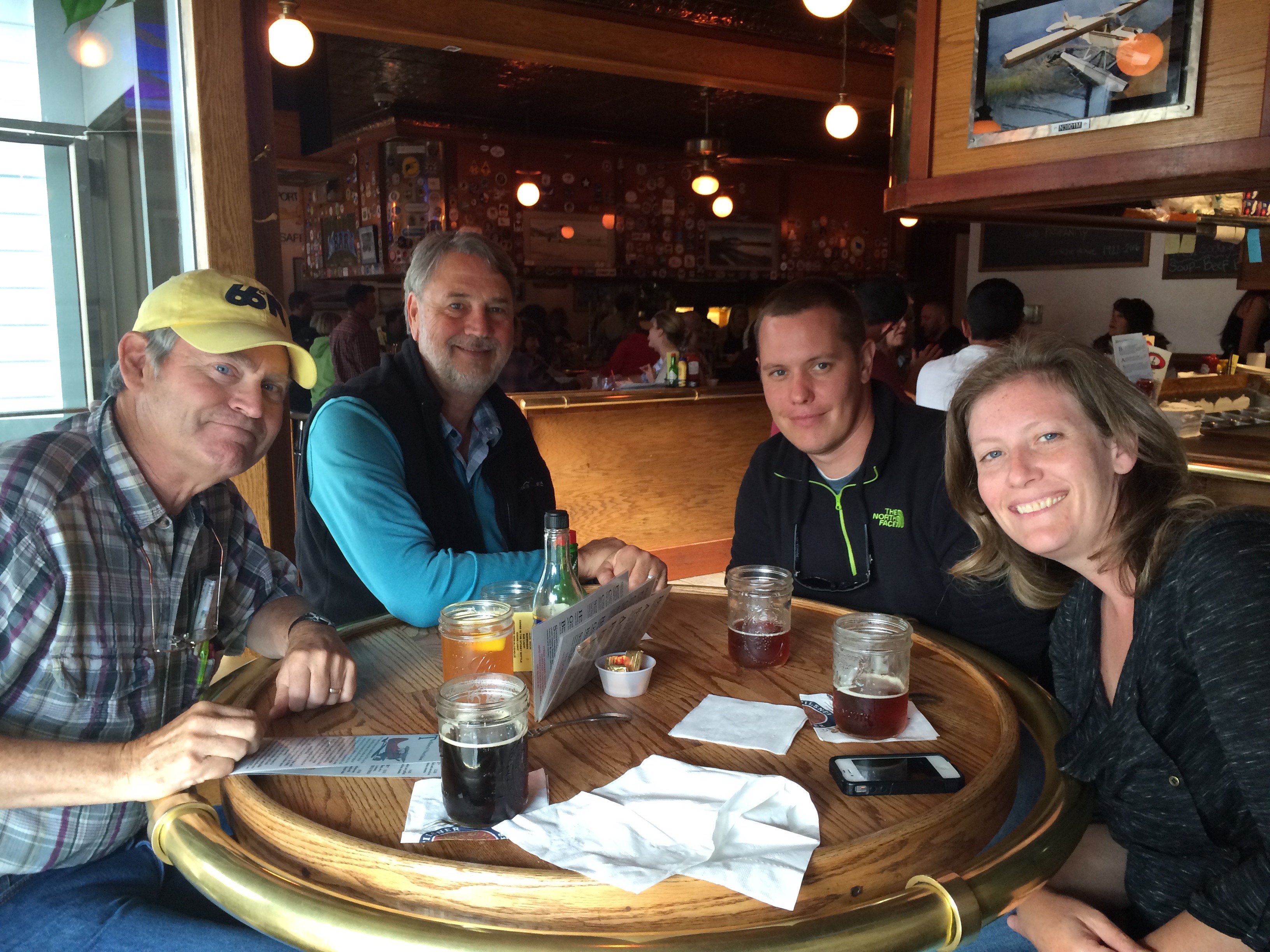 Craig Goodknight, Paul Darr, Stephen Pitton, Danika Marshall in F Street Grill in Anchorage